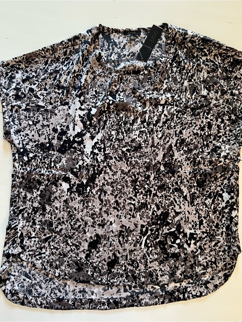 Prive Black and Gray Speckled Short Sleeve Blouse small